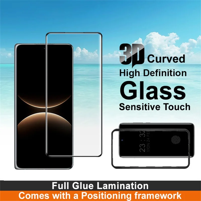 IMAK til Huawei Mate X7 skærmprotector, fuld dækning, fuld lim, 3D buet tempersglasfilm med positioneringsramme