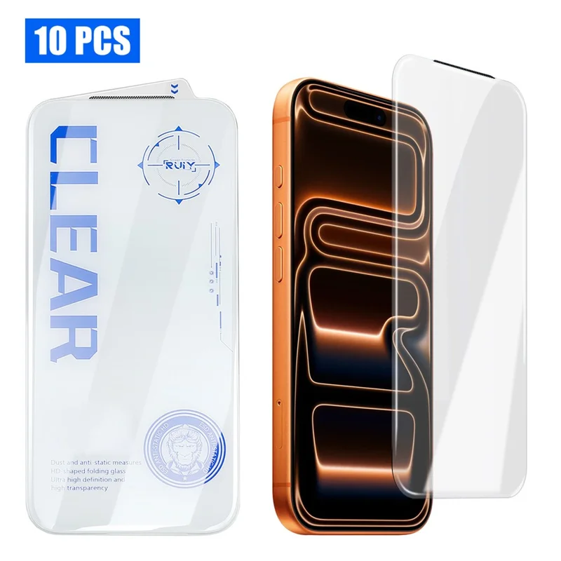 10Pcs For iPhone 18 Pro Max / 17 Pro Max Full Screen Protector 3D Round Edge HD Tempered Glass Film - Transparent