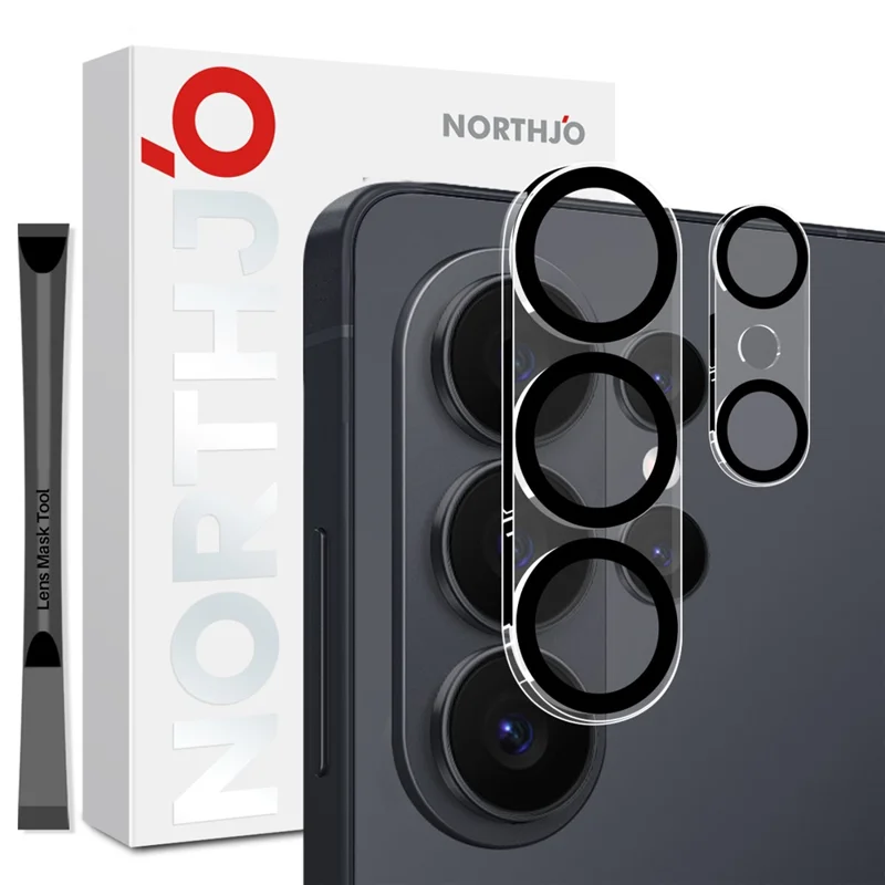 NORTHJO For Samsung Galaxy S26 Ultra Silk Printing Camera Lens Protector Tempered Glass HD Clear 3D Full Coverage - Black