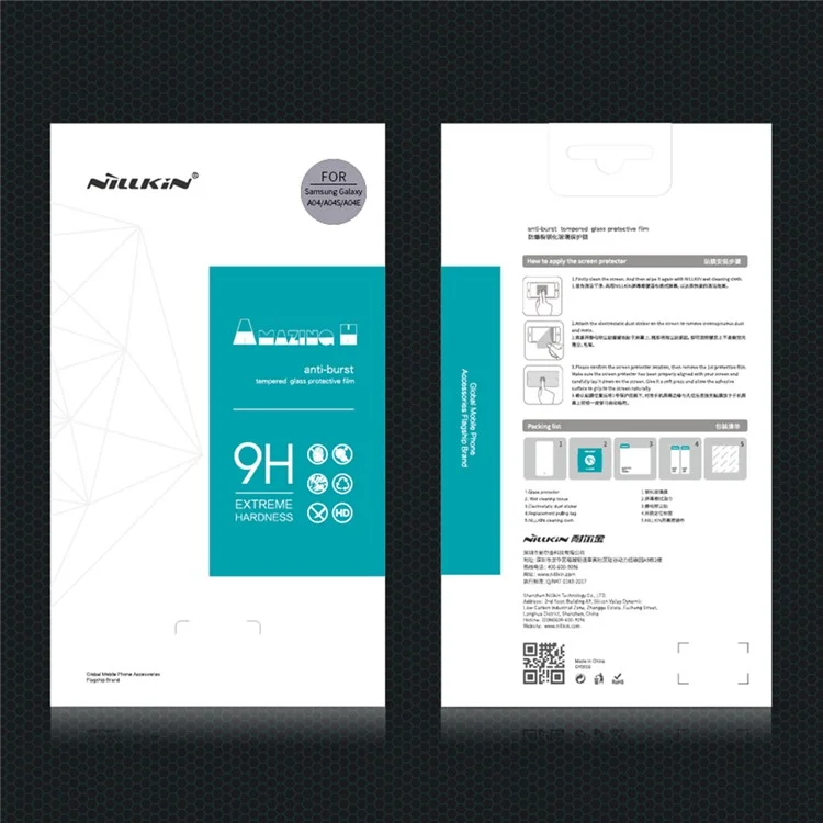 nillkin h series for samsung galaxy a04e 4g / a04 4g (164,4 x 76,3 x 9,1 mm) / a04s 4g (164,7 x 76,7 x 9,1 mm) protetor de tela ultra clear filme de vidro temperado anti-explosão