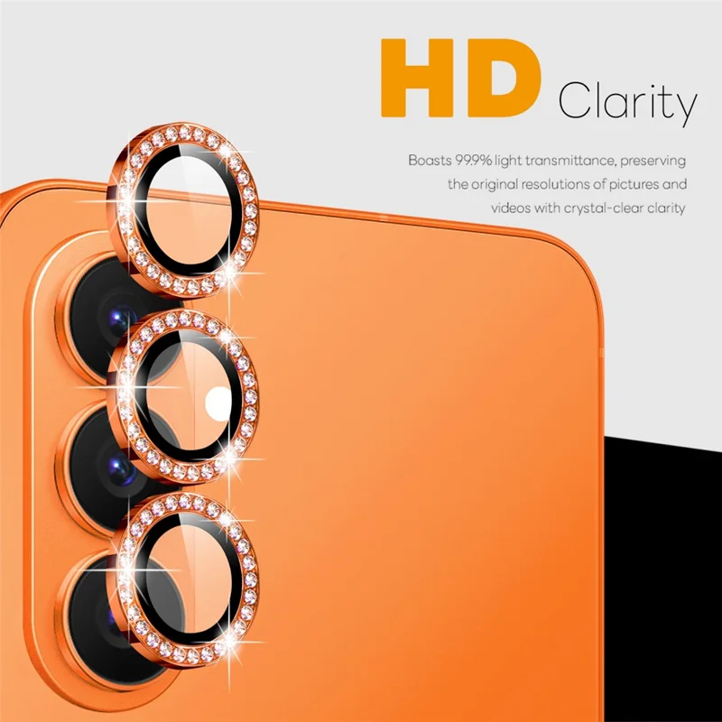 NORTHJO For Samsung Galaxy S26+ Camera Lens Protector Rhinestone Ring Tempered Glass Lens Film (Complete Coverage) - Orange