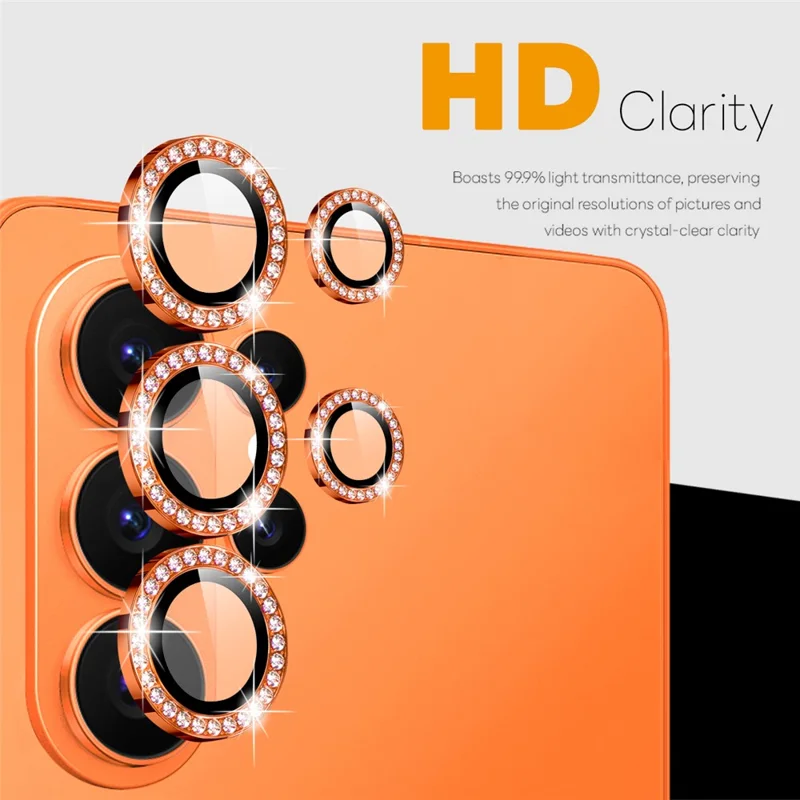 NORTHJO For Samsung Galaxy S26 Ultra Camera Lens Protector Rhinestone Ring Tempered Glass Lens Film (Complete Coverage) - Orange