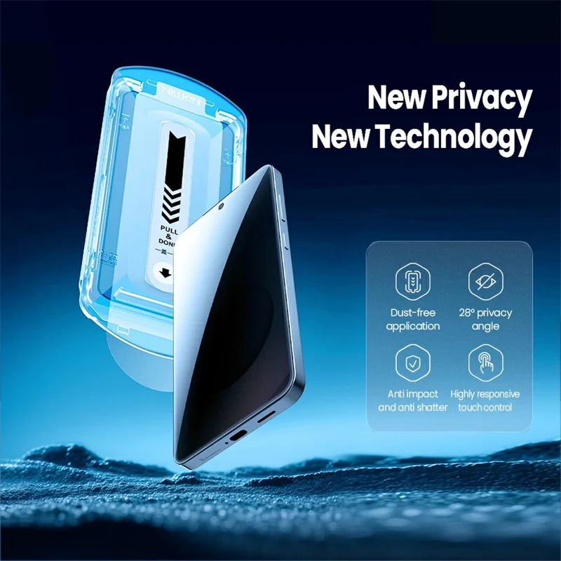 NILLKIN til Samsung Galaxy S26, skærmværn mod udspionering, kradsetækkende AGC glas, fuld dækningsfilm