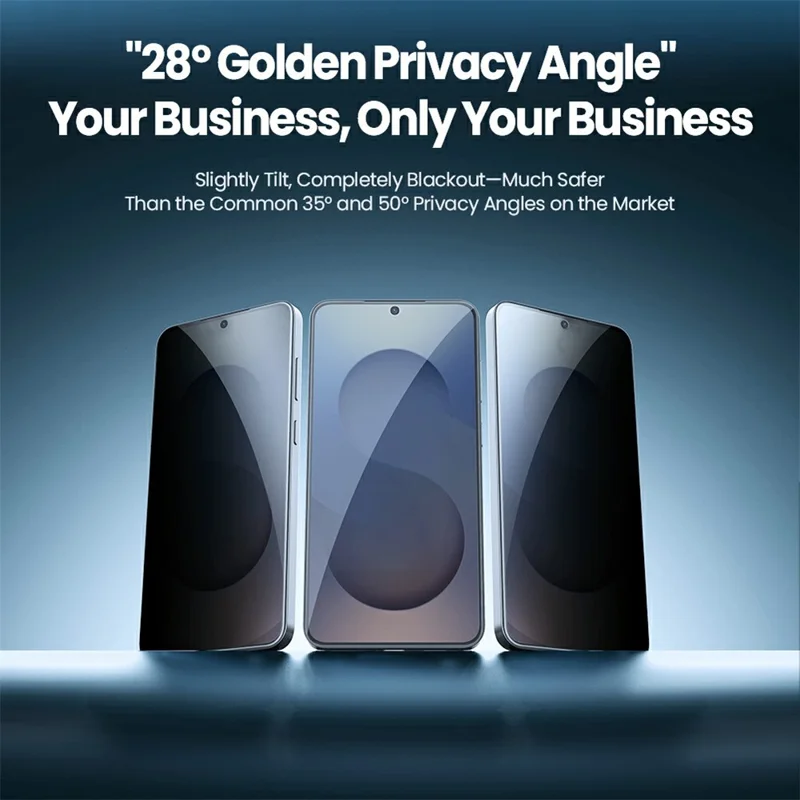 NILLKIN til Samsung Galaxy S26, skærmværn mod udspionering, kradsetækkende AGC glas, fuld dækningsfilm