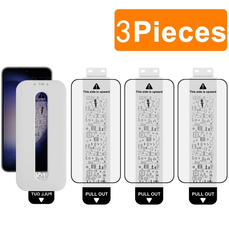 IMAK 3Pcs For Samsung Galaxy S23 / S22 5G Tempered Glass Full Screen Protector Full Glue Film with Dust-free Installation Tool (Fingerprint Unlock) - Black