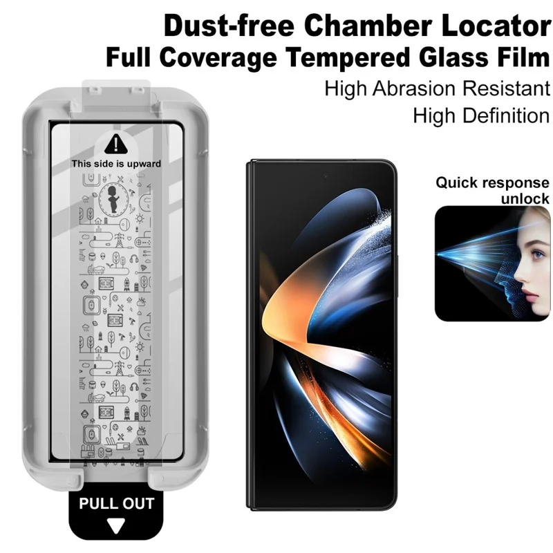 IMAK 3Pcs For Samsung Galaxy Z Fold4 5G Tempered Glass Full Screen Protector Full Glue Film with Dust-free Installation Tool - Black