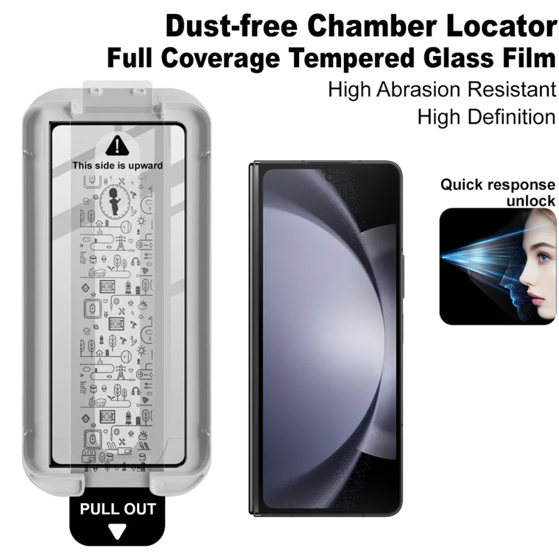 IMAK For Samsung Galaxy Z Fold5 5G Tempered Glass Full Screen Protector Full Glue Film with Dust-free Installation Tool - Black