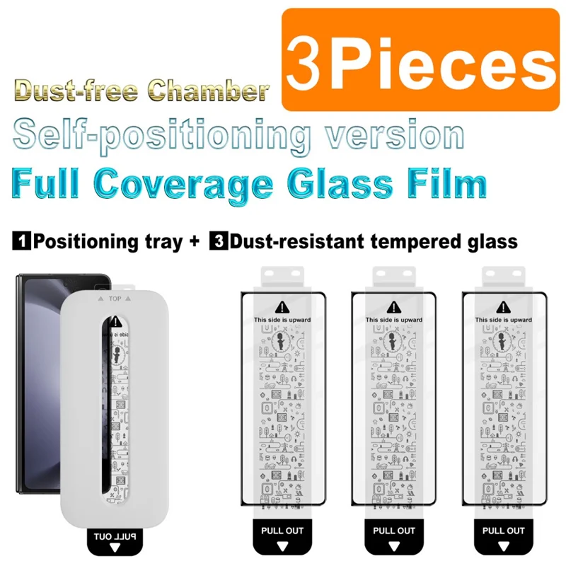 IMAK 3 шт. для Samsung Galaxy Z Fold5 5G Закаленное стекло Защитная пленка для всего экрана Пленка с полным нанесением клея с инструментом для установки без пыли - Черный