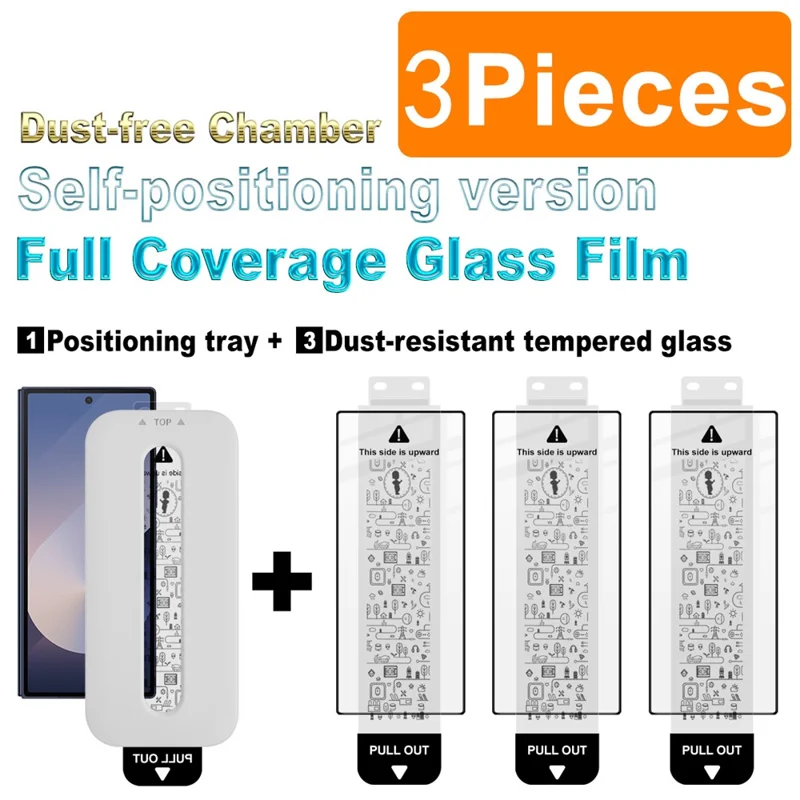 IMAK 3Pcs For Samsung Galaxy Z Fold6 5G Tempered Glass Full Screen Protector Full Glue Film with Dust-free Installation Tool - Black