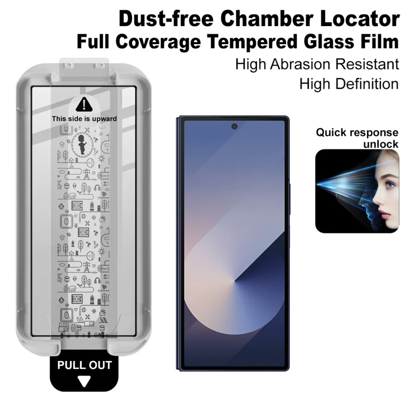 IMAK 3Pcs For Samsung Galaxy Z Fold6 5G Tempered Glass Full Screen Protector Full Glue Film with Dust-free Installation Tool - Black