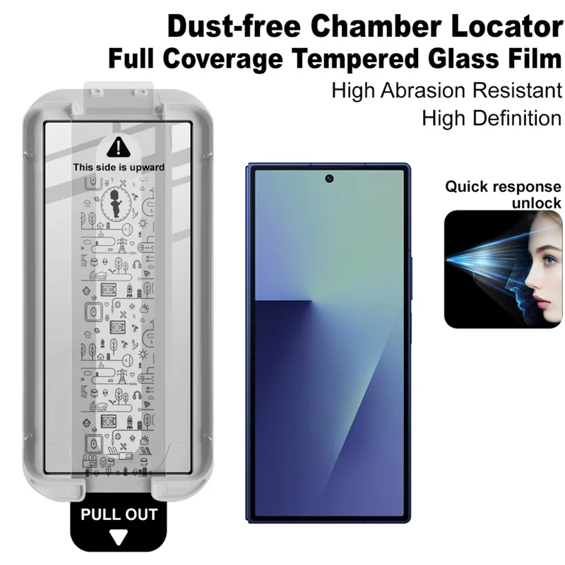 IMAK til Samsung Galaxy Z Fold7 5G / W26 5G, skærmværn af krognet glas, fuldskærm, limfilm med støvfri installationsværktøj - Sort