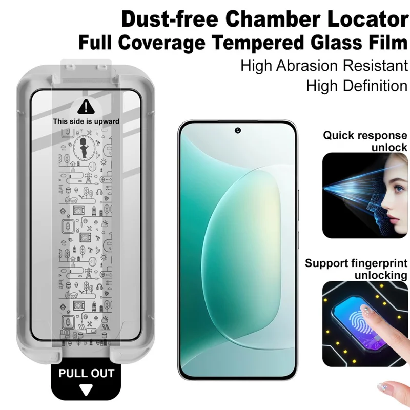 IMAK til Honor 300, Hårdnet Glas Fuldpladsskærm Beskytter med Lamineringslim og Udstyr til Støvfrig Installation (Fingeraftrykslås) - Sort