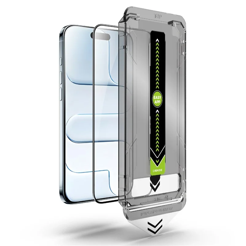 Großhandelskauf für iPhone 17 / 16 Pro Vollbildschirmschutz Vollklebe-Seidendruck HD Hochfestes Aluminium-Silizium-Glas-Folie mit Staubentfernungs-Tool