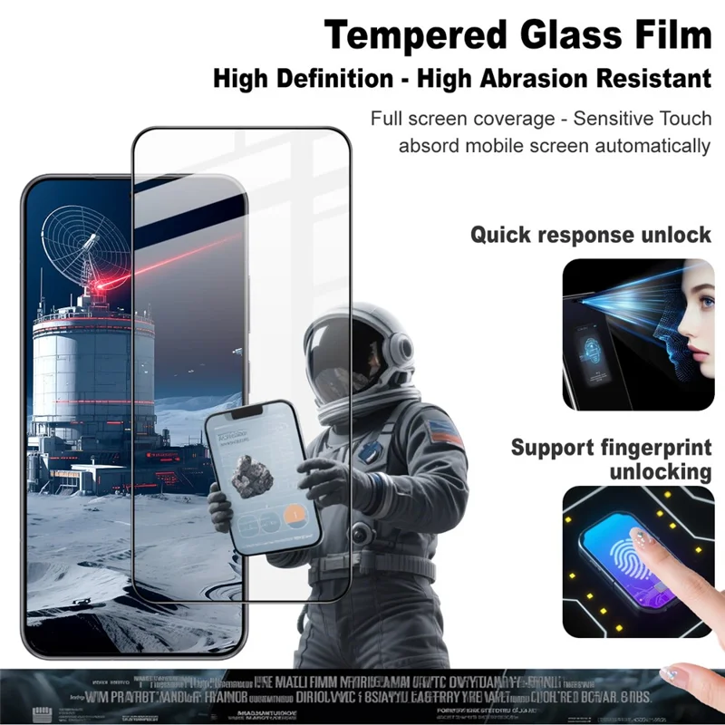 IMAK Pro+ Series For Honor Win 5G / Win RT 5G Screen Protector Full Coverage Tempered Glass Film (Fingerprint Unlock) - Black