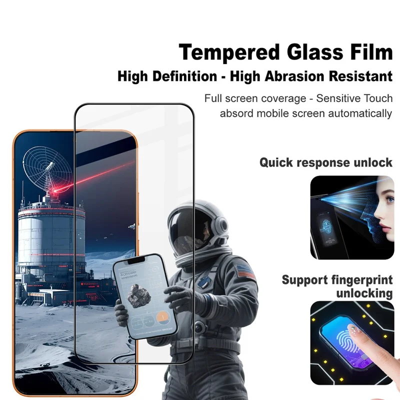 IMAK Pro+ Series For Honor Power2 5G Screen Protector Full Coverage Tempered Glass Film (Fingerprint Unlock) - Black