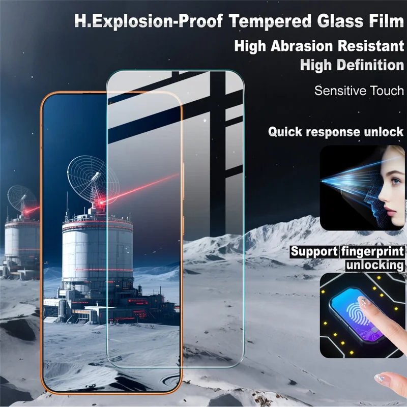 IMAK H Series For Honor Power2 5G Screen Protector Tempered Glass Film (Not Complete Coverage) (Fingerprint Unlock) - Transparent
