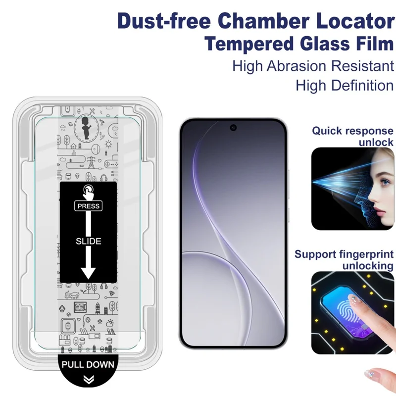 IMAK For Oppo Reno15 5G (Global) / Reno15c 5G (China) Tempered Glass Screen Protector with Dust-free Installation Tool (Fingerprint Unlock) (Not Complete Coverage) - Transparent