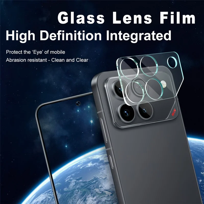 IMAK For Honor Win 5G Tempered Glass Full Cover Camera Lens Protector + Acrylic Lens Cap - Transparent