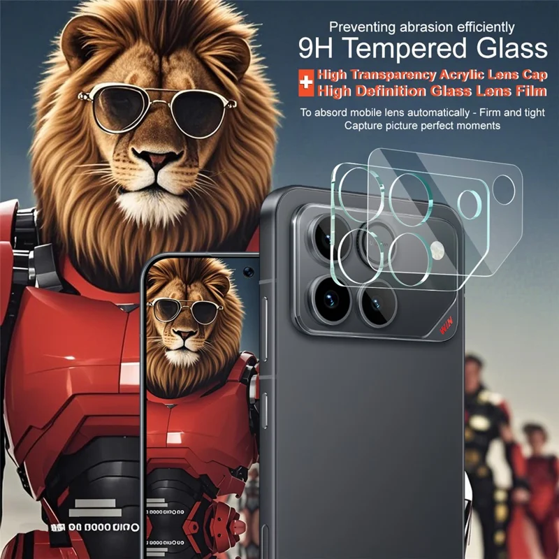IMAK For Honor Win 5G Tempered Glass Full Cover Camera Lens Protector + Acrylic Lens Cap - Transparent