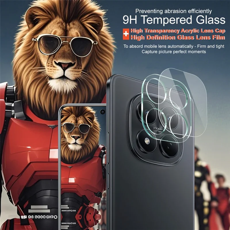 IMAK For Xiaomi Redmi Note 15 Pro 4G (Global) Tempered Glass Full Cover Camera Lens Protector + Acrylic Lens Cap - Transparent