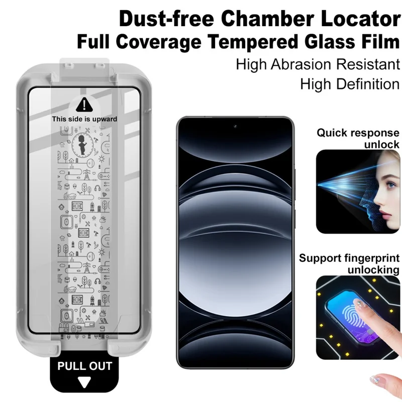 IMAK For Realme Neo7 Turbo 5G Tempered Glass Full Screen Protector Full Glue Film with Dust-free Installation Tool (Fingerprint Unlock) - Black