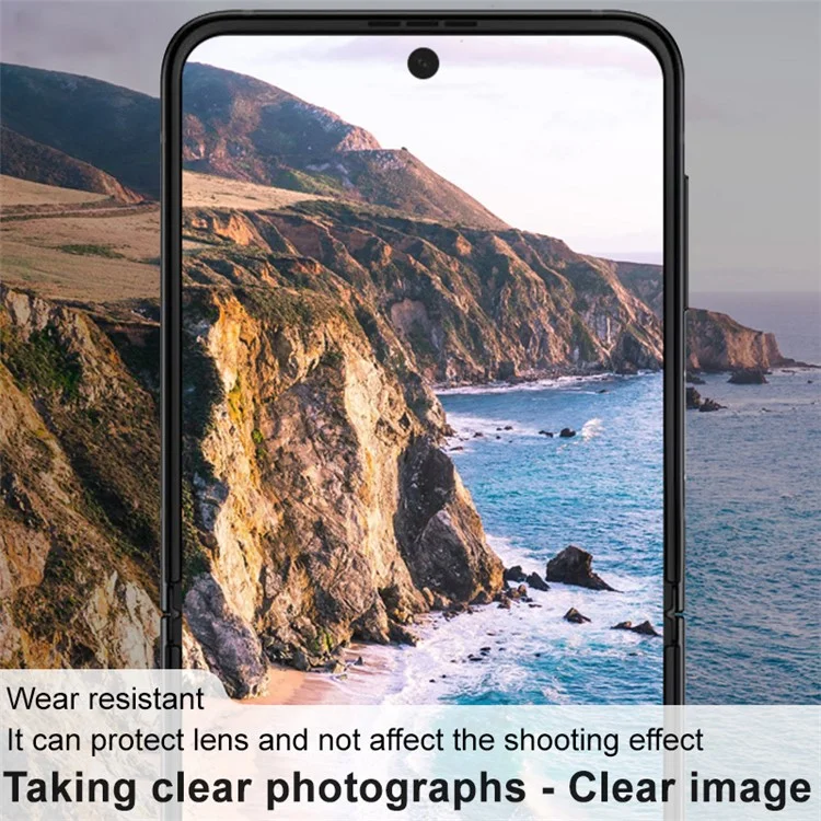 IMAK Pour Samsung Galaxy Z Flip4 Film de Lentille en Verre Trempé de 5G + Capuchon D'objectif Acrylique (version Noire) Avec Protecteur de Petit Écran Arrière en Verre