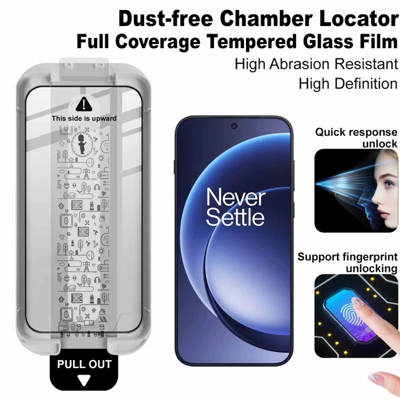 IMAK For OnePlus 15 5G Tempered Glass Full Screen Protector Full Glue Film with Dust-free Installation Tool (Fingerprint Unlock) - Black