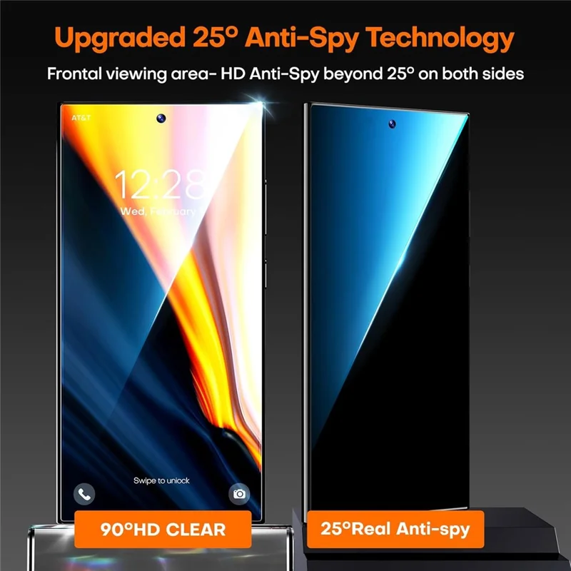 2 stk. til Samsung Galaxy S26 / S26 Pro Anti-spion Fuldskærmsskytte Høj Aluminium Silicon Glasfilm (Fingerprintsafbryder) - Sort