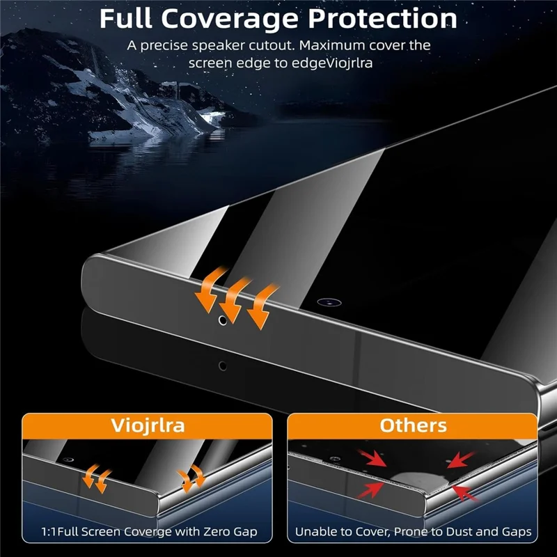 2 stk. til Samsung Galaxy S26 / S26 Pro Anti-spion Fuldskærmsskytte Høj Aluminium Silicon Glasfilm (Fingerprintsafbryder) - Sort