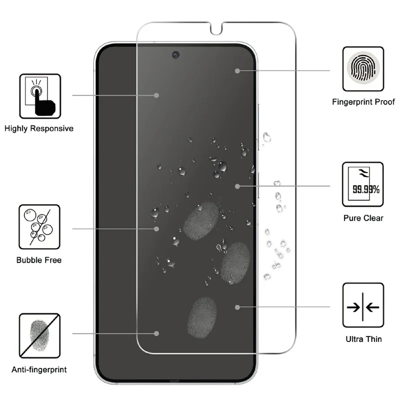 Til Samsung Galaxy S26 gennemsigtig temperskærm beskytter mod eksplosion (IKKE komplet dækning) + fuld dækning kameraobjektivbeskytter - transparent