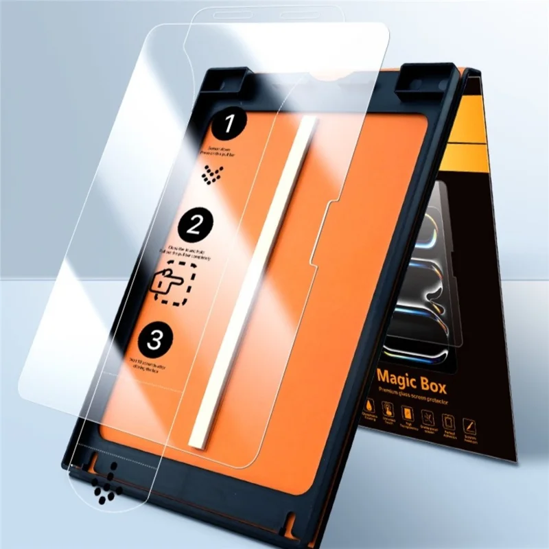 Für iPad Pro 13 (2025) / (2024) Displayschutzfolie HD gehärtetes Glas mit automatischem staubfreien Montagewerkzeug (KEINE vollständige Abdeckung) – Transparent