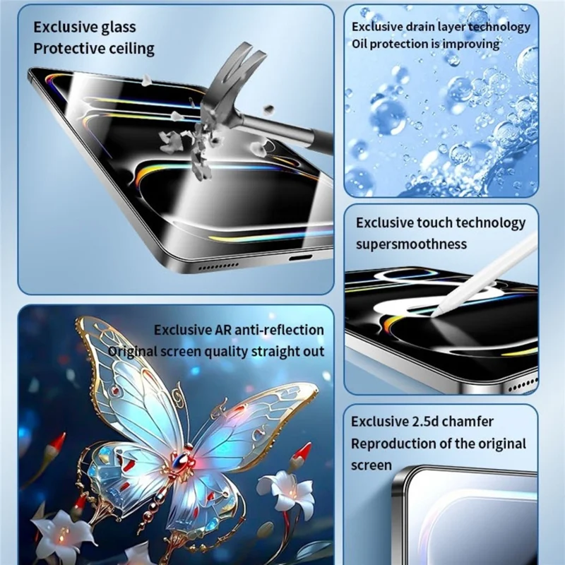 Für iPad Pro 13 (2025) / (2024) Displayschutzfolie HD gehärtetes Glas mit automatischem staubfreien Montagewerkzeug (KEINE vollständige Abdeckung) – Transparent