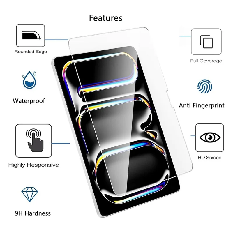 For iPad Pro 13 (2025) / (2024) Screen Protector Arc Edge Tempered Glass Film with Auto Dust-free Installation Tool (NOT Complete Covering) - Transparent