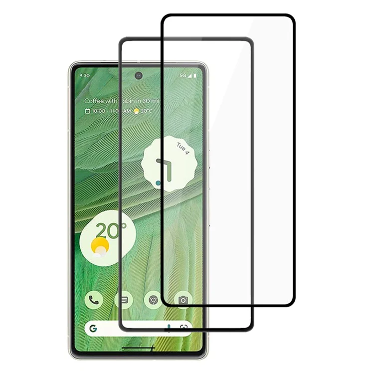 AMORUS 2Stk. / Set Für Google Pixel 7 5G HD Gehärtetes Glas Sekundäre Härtung Seidendruckschutz Gegen Kratzer Vollbildschirmschutz - Schwarz