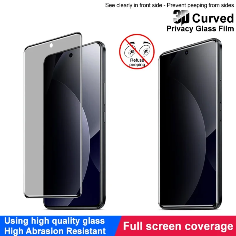 IMAK For Xiaomi Redmi Note 15 Pro 4G (Global) Anti Spy Screen Protector Full Cover Side Glue Tempered Glass Film - Black