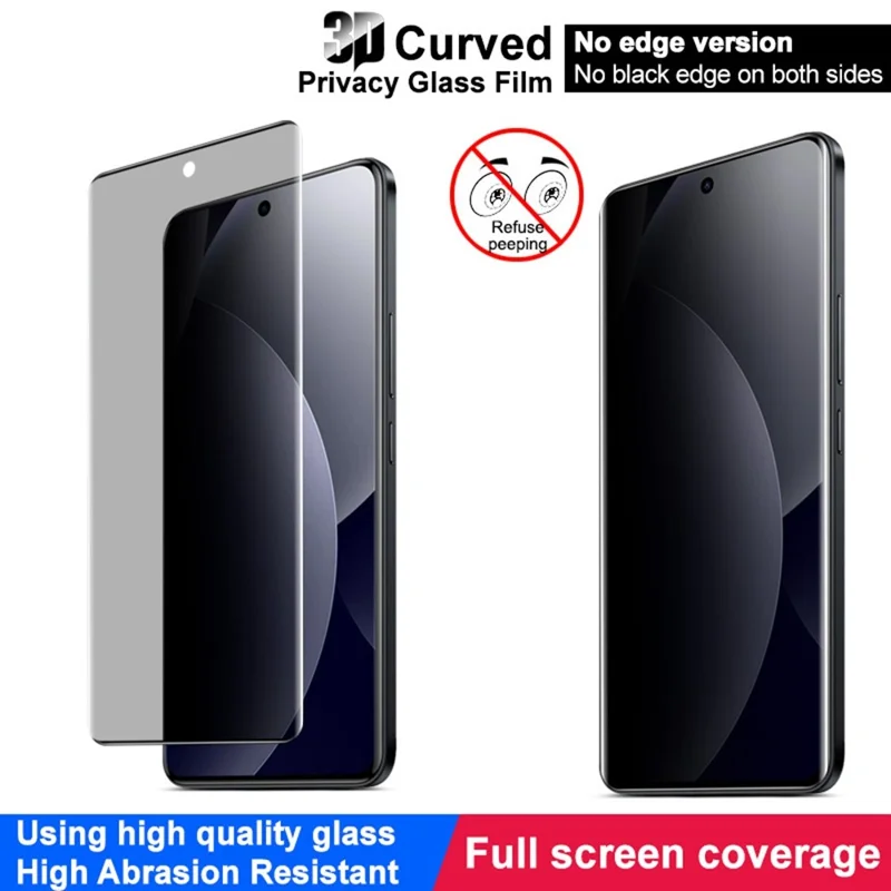 IMAK Para Xiaomi Redmi Note 15 Pro 4G (Global) Vidro Temperado Anti-Espionagem com Cola Lateral Proteção Total de Ecrã (Sem Versão de Borda) - Preto