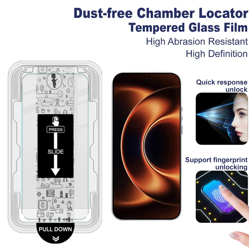 IMAK для Xiaomi 17 Ultra 5G / 17 Ultra by Leica Закалённое стекло Защита экрана с инструментом для установки без пыли (разблокировка по отпечатку пальца) (не полное покрытие) — Прозрачный