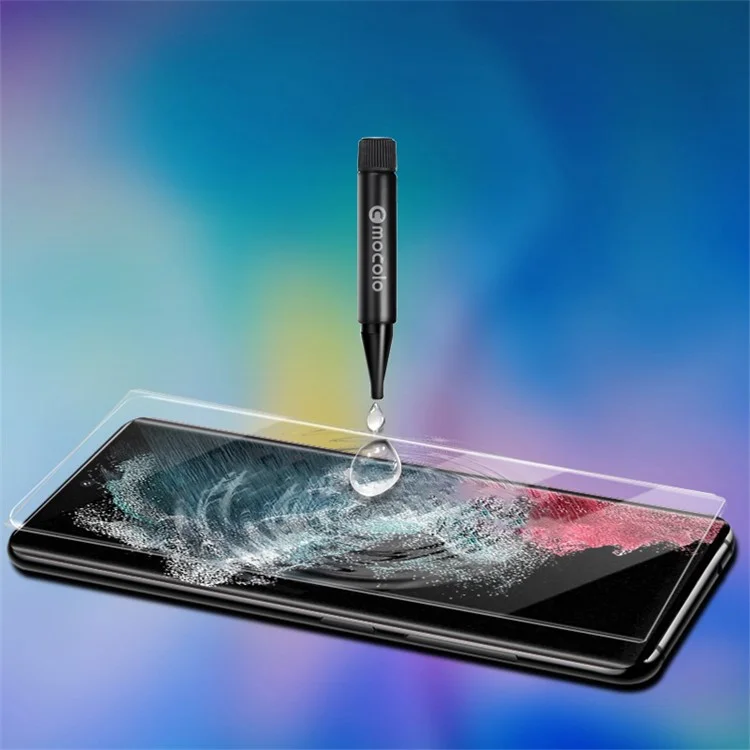 AMORUS for Samsung Galaxy S23 Ultra 3D Anti-scratch Full Glue Screen Protector Ultra Clear Curved Edges Anti-explosion Full UV Liquid Tempered Glass Film