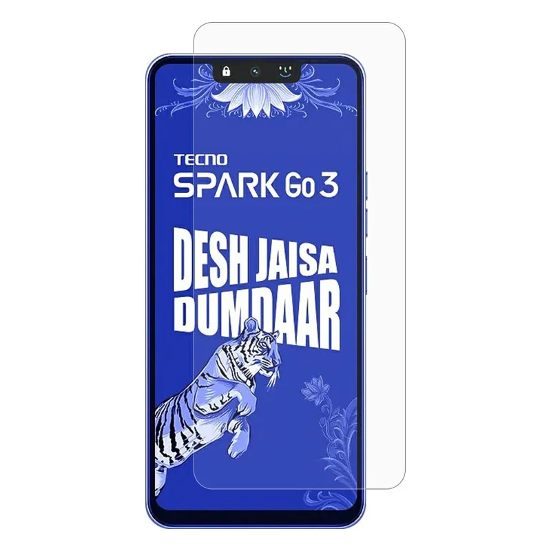 Protector de pantalla para TECNO Spark Go 3, película de vidrio templado de 0,3 mm con borde curvo, no cubre por completo - transparente