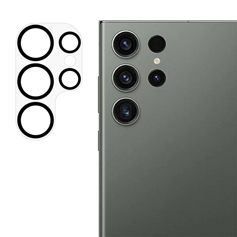 For Samsung Galaxy S23 Ultra Tempered Glass Lens Protector Silk Printing Camera Lens Film - Black