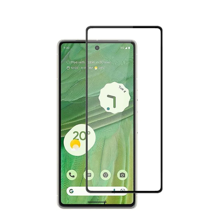 AMORUS para Google Pixel 7 5G Cristal Templado Cubierta Completa Protector Resistente a Arañazos Endurecimiento Secundario Impresión Seda HD Transparente Película de Cola Completa - Negro