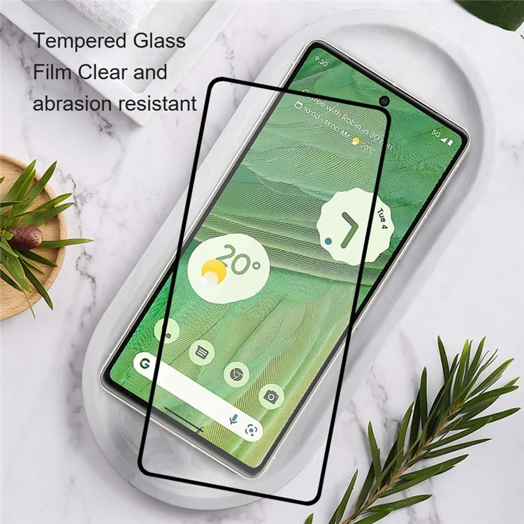 AMORUS For Google Pixel 7 5G Tempered Glass Full Cover Scratch Resistant Protector Secondary Hardening HD Clear Silk Printing Full Glue Film - Black