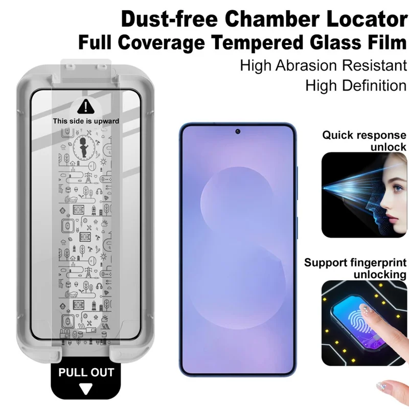 IMAK til Samsung Galaxy S26+ Hærdet Glas Fuldpladeskærm Beskytter Fuld Limsætning med Støvfri Monteringsværktøj (Fingeraftryk Lås) - Sort