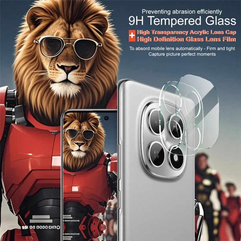 IMAK For Xiaomi Redmi Note 15 4G (Global) Tempered Glass Full Cover Camera Lens Protector + Acrylic Lens Cap - Transparent
