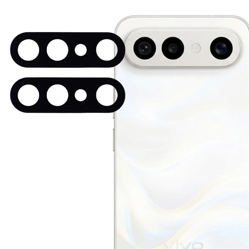 2Pcs For vivo X300 FE 5G Camera Lens Protector 2.5D Arc Edge Silk Printing Tempered Glass Full Coverage Rear Lens Film - Black