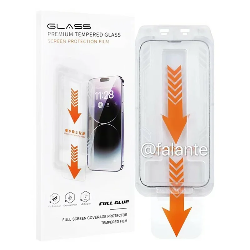 For iPhone 17 Pro Max Full Screen Protector Full Glue Automatic Dust Removal Tempered Glass HD Clear Film with Automatic Alignment Tool - Transparent