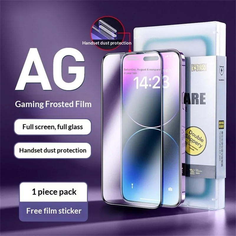 SMARTDEVIL For iPhone 17 Pro Max Full Screen Protector Matte 0.33mm Medium Aluminium Silk Printing Tempered Glass with Installation Tool