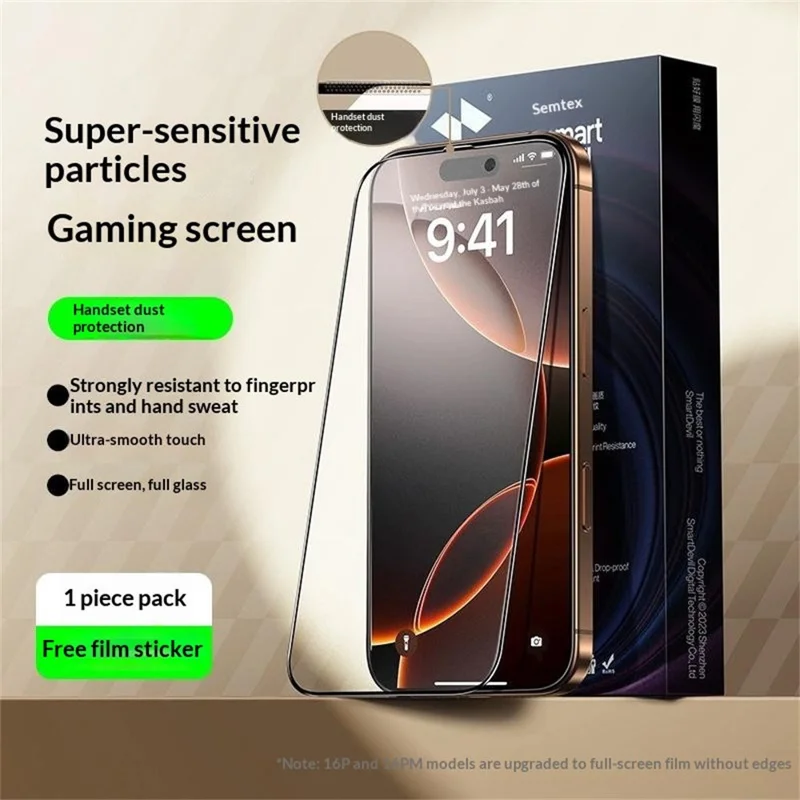 SMARTDEVIL For iPhone 17 Pro Max Full Screen Protector Matte 0.33mm Medium Aluminium Silk Printing Tempered Glass with Installation Tool