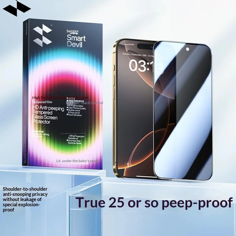 SMARTDEVIL For iPhone 17 Pro Max Anti-spy Full Screen Protector 0.33mm High-aluminum Silk Printing Tempered Glass with Installation Tool