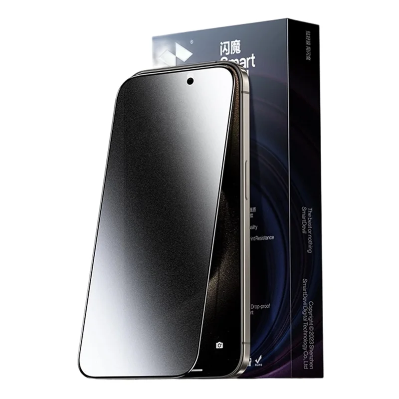 SMARTDEVIL For iPhone 17 Pro Max Anti-spy Full Screen Protector 0.33mm Medium Aluminium Silk Printing Tempered Glass with Installation Tool